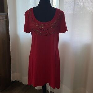 Black & gold toned beaded Tshirt dress /tunic.